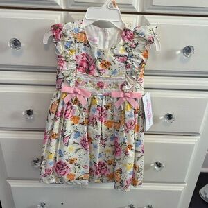 Youngland Floral Dress with Pink and Orange Accents